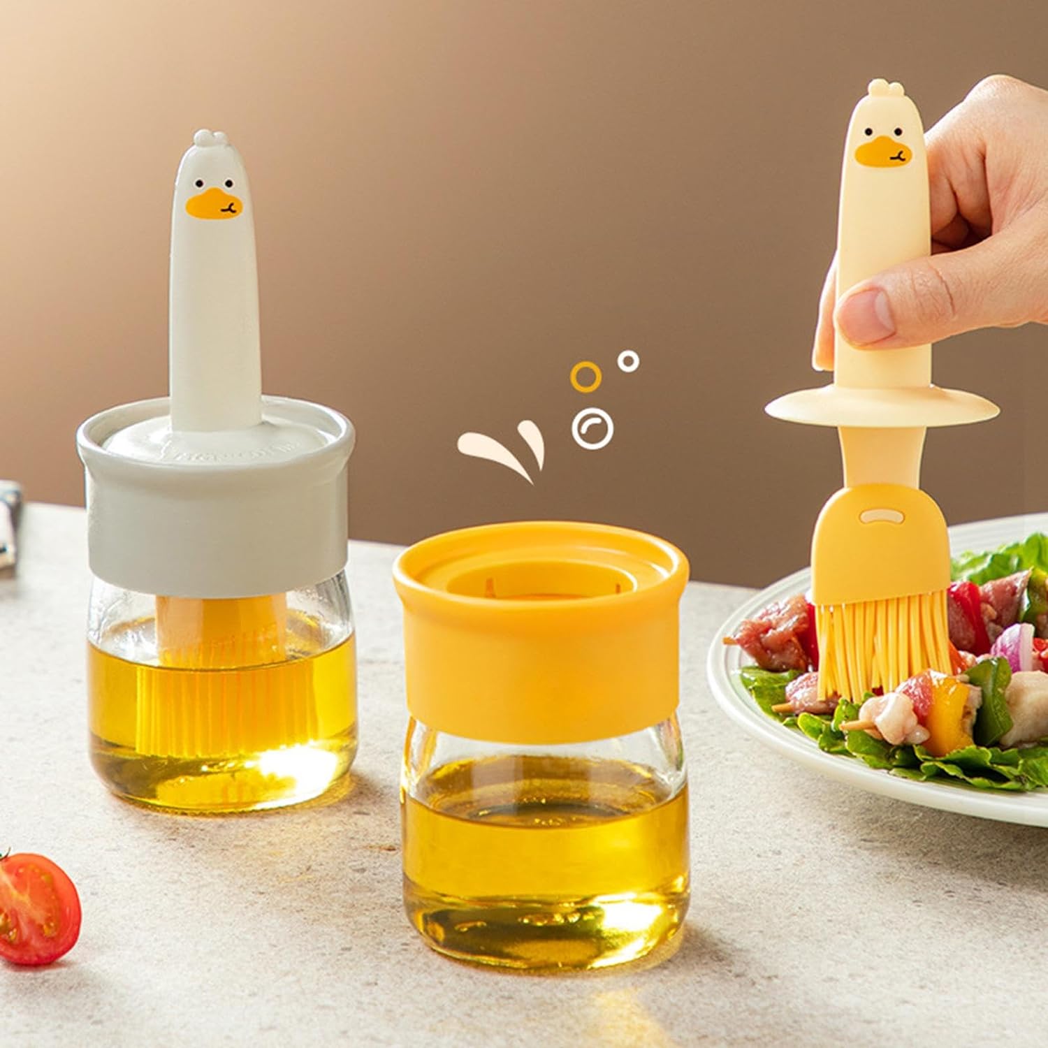 Plastic 2 in 1 Oil Dispenser Bottle with Silicone Basting Brush (1 Set) Plastic 2 in 1 Oil Dispenser Bottle with Silicone Basting Brush (1 Set)
